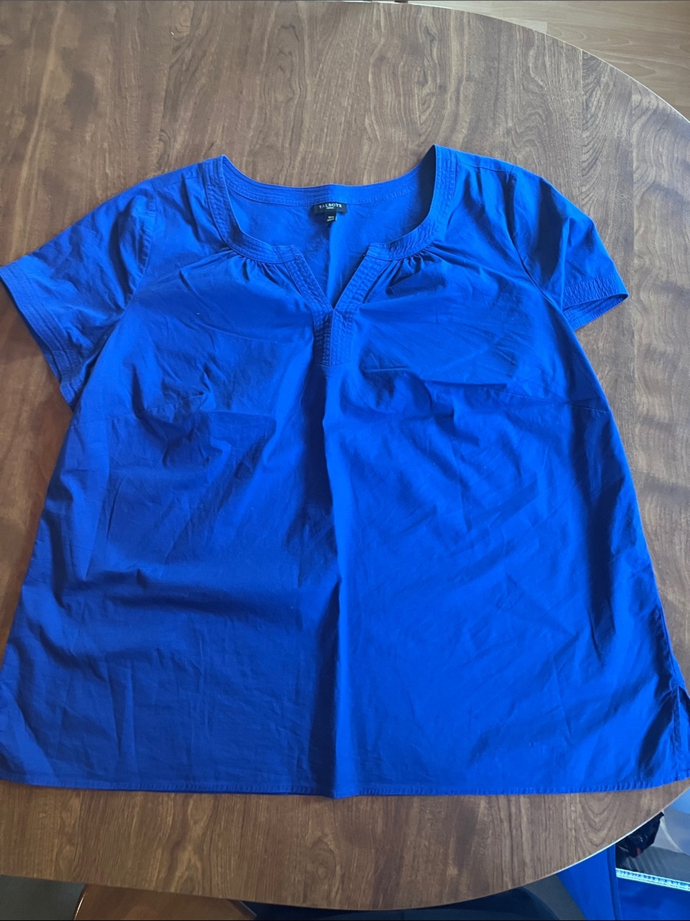 Talbots Cobalt V-Neck Short Sleeve Top